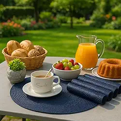 Kit Jogo Americano 6 Unidades Redondo 38cm Mesa Posta Elegante Souplast Jantar Cozinha (AZUL ESCURO 6 unid)