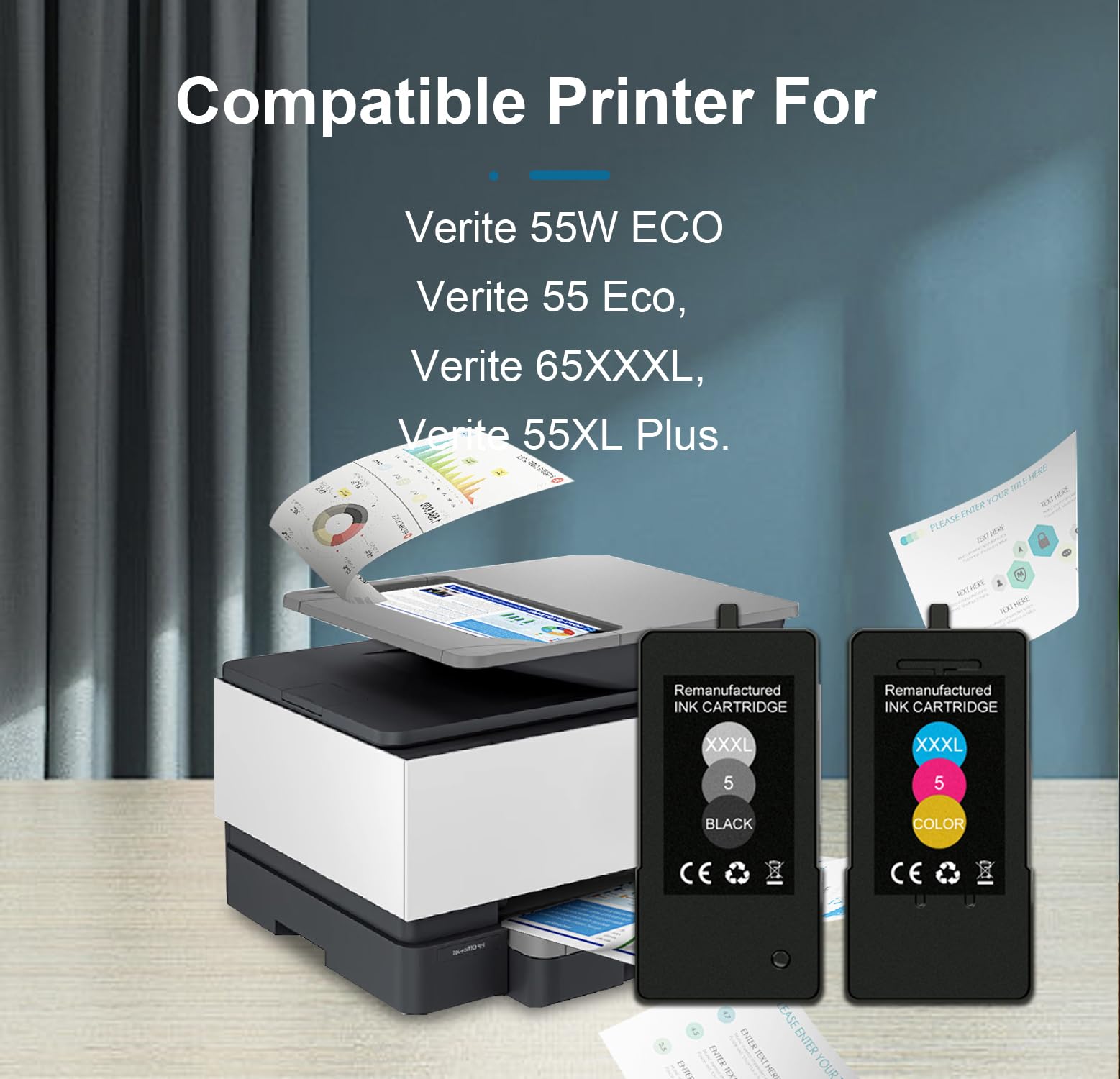 Photo 1 of DMAOCO High Pages Verite 5 Ink Cartridge Replacement for Verite 55W ECO Plus (2Pack)