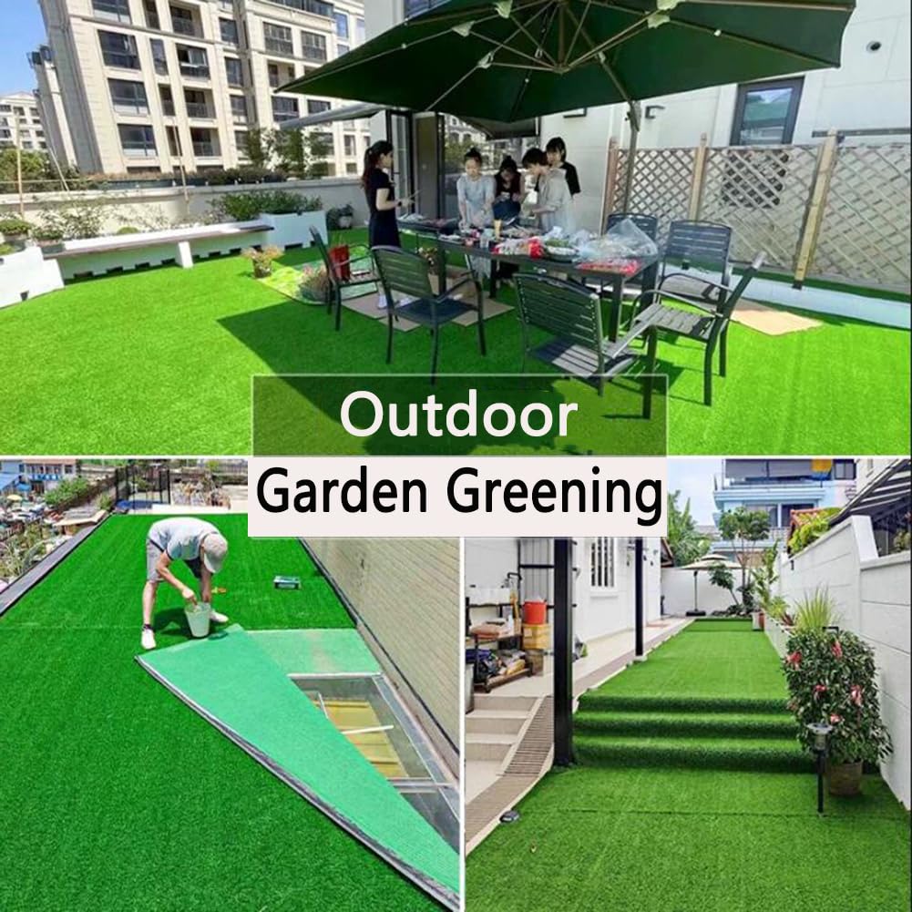Tappeto di Erba Artificiale Alto 20 mm, Simulazione di Prato per Esterni, Balcone, Cortile, Decorazione in plastica Verde, Tappeto di Erba Sintetica (Dimensioni: 1,5x1 m)