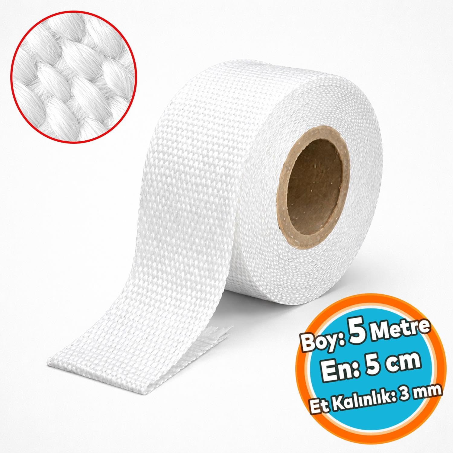(5 metre) Takviyeli Lifli En: 5 cm Kalınlık: 3 mm Cam Elyaf Ekzoz Sargı Bezi Isı Yalıtım…