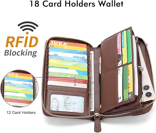 Vista 4 de nuoku Carteras para mujeres con ranuras para tarjetas de crédito con bloqueo RFID de gran capacidad