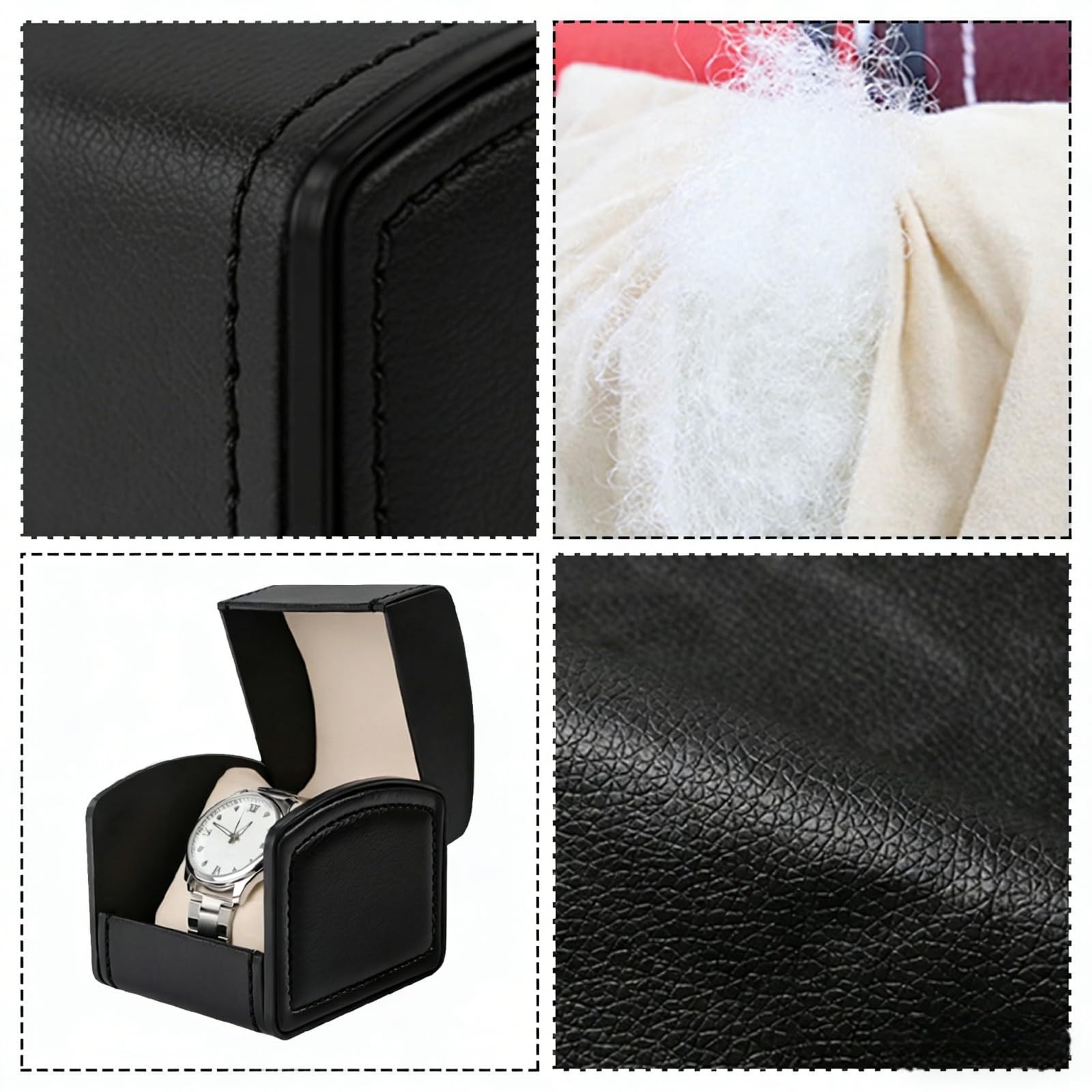 Organizador de Relojes Caja de Cuero PU para Viaje Estuche de Visualización Negro