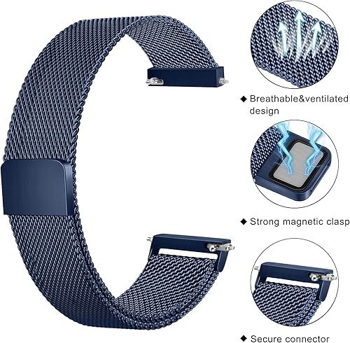 Miniatura 2 de Wanme Bandas de metal para Samsung Galaxy Watch Active 2, 1.73", 1.58", Active 1.58", Watch 3 1.61" y Galaxy Watch 1.65", 0.79", correa de repuesto