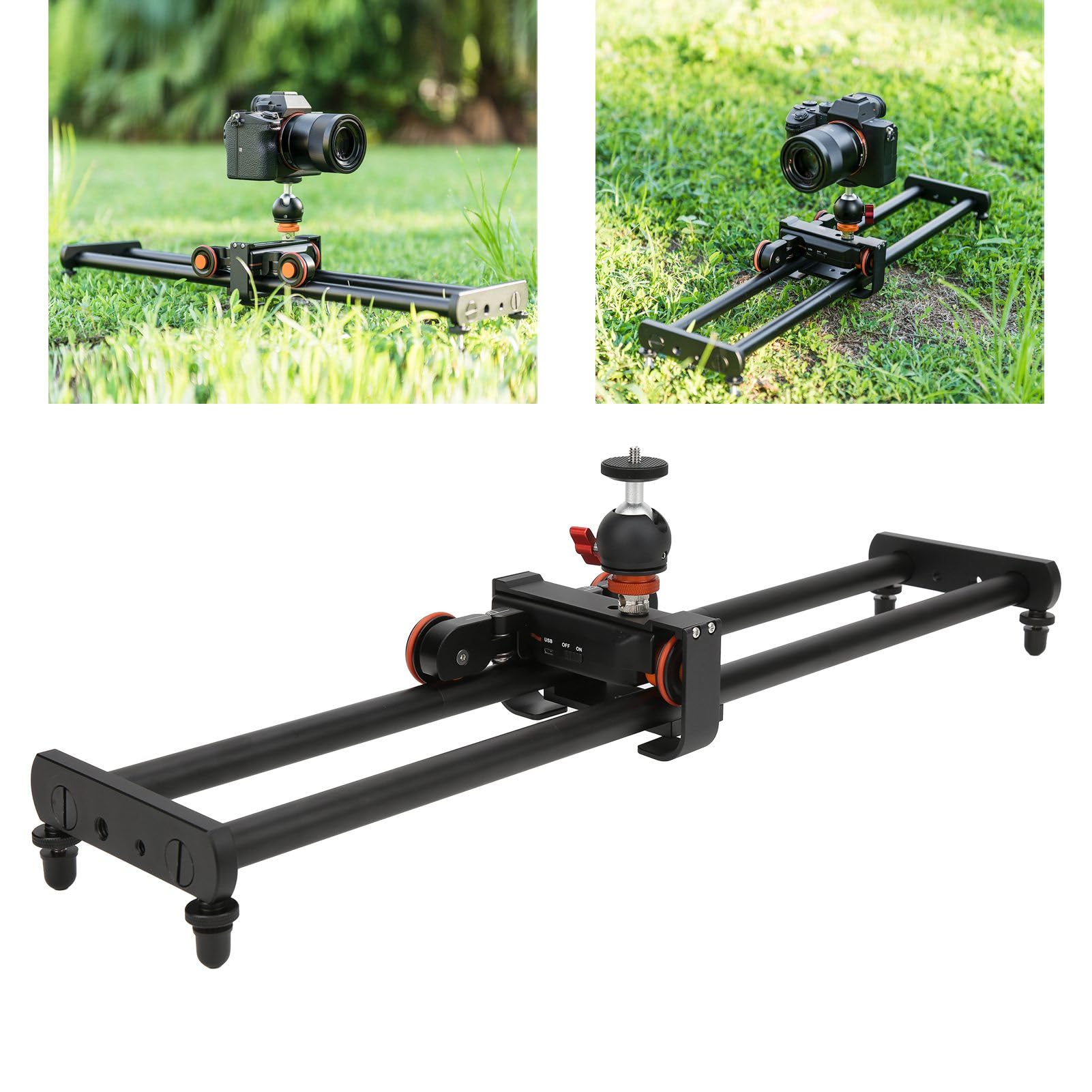 L4X 60 cm Kamera Video Elektrischer Schieber mit Kopf L4X Fernbedienung Kamera Video Autodolly für Aufnahmen Schieber für Kamera mit Kabelsteuerung Ideales Kamerazubehör