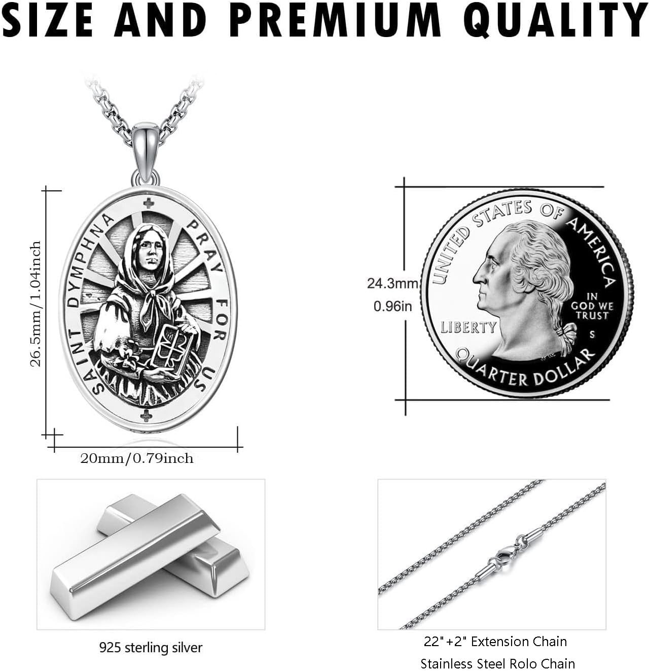 925 Sterling Silver Patron Saint Medal Necklace Catholic Protection Pendant Amulet Religious Jewelry for Men Women - Image 4
