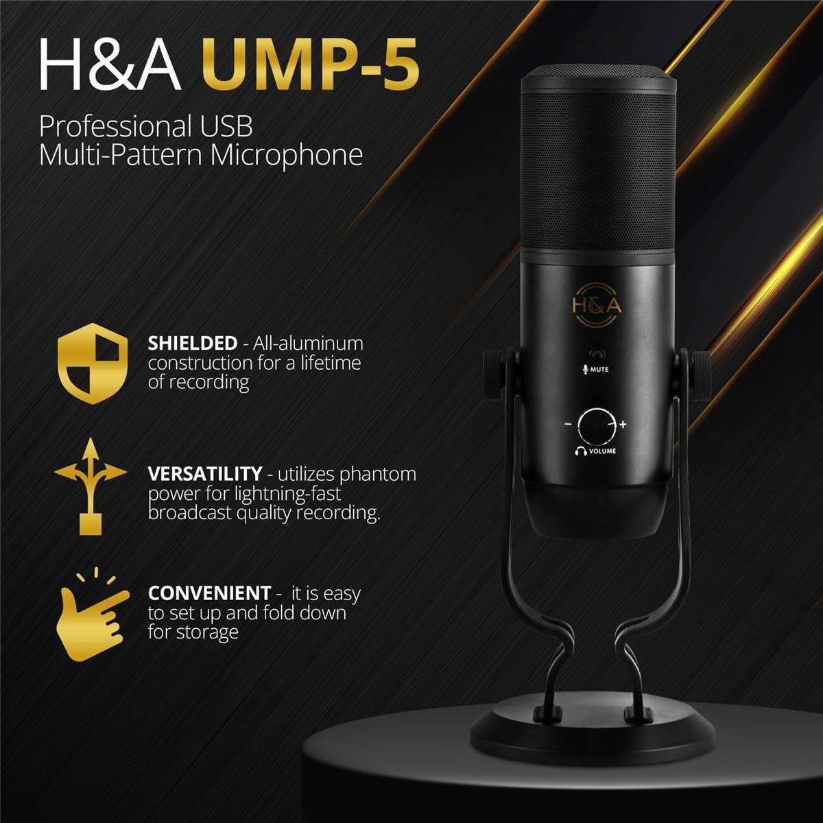 H&A UMP-5 Professional USB Multi-Pattern Condenser Microphone