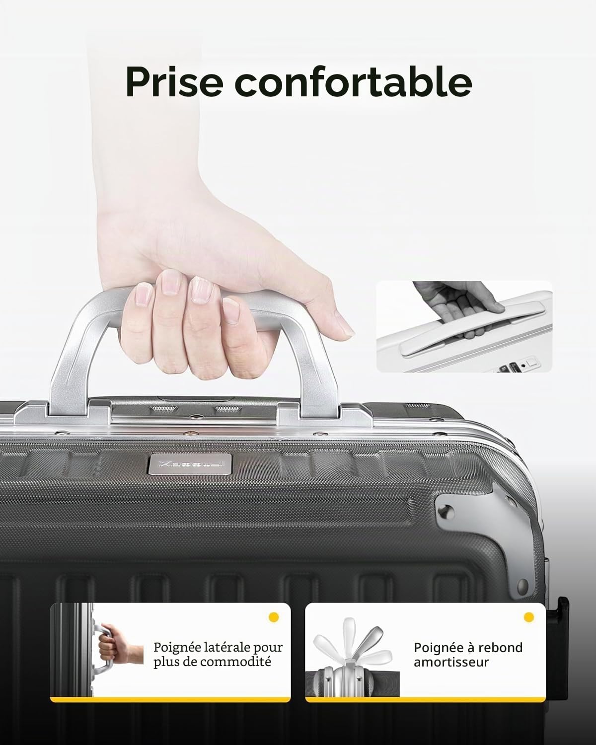 LUGGEX Valise Rigide avec Cadre en Aluminium, Valise Cabine de Voyage