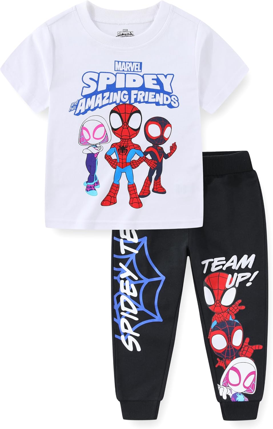 Marvel Spidey and His Amazing Friends Boys Short Sleeve T-Shirt and Pants Set for Toddler and Big Kids