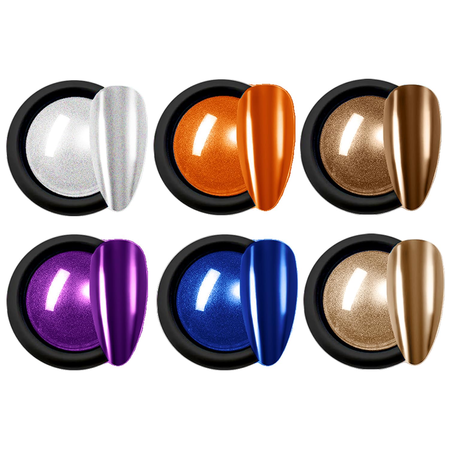 Gadcrystal Chrome Nail Powder Luster Mirror Glitter Effect Pigment Iridescent Aurora Fairy Powder Kit for Gel Polish Nail Art Decoration,6colors