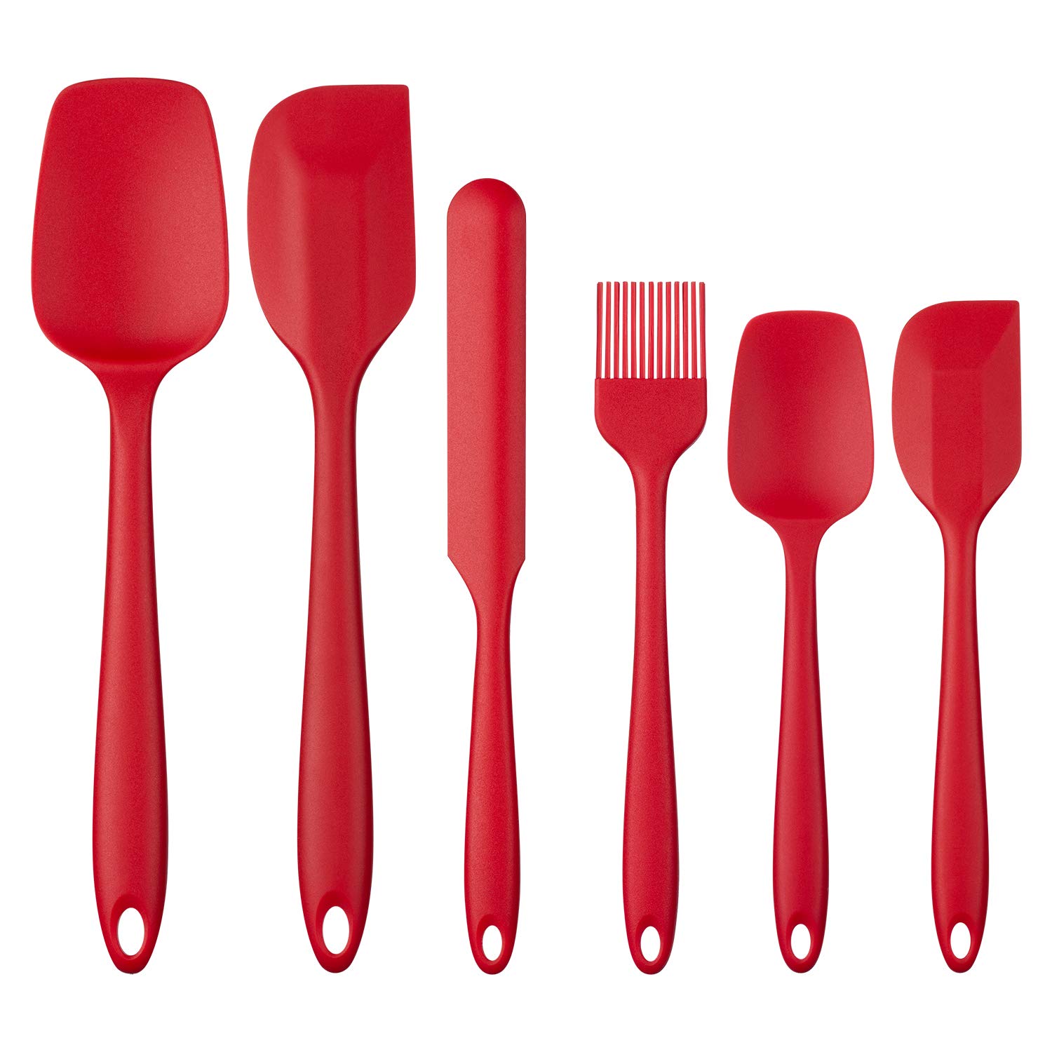 G.a HOMEFAVOR Silicone Spatula for Kitchen, Set of 6 Silicone Spatulas Set Heat Resistant Non-Stick Silicone Kitchen Utensils for Cake Cooking Baking and Mixing, Red