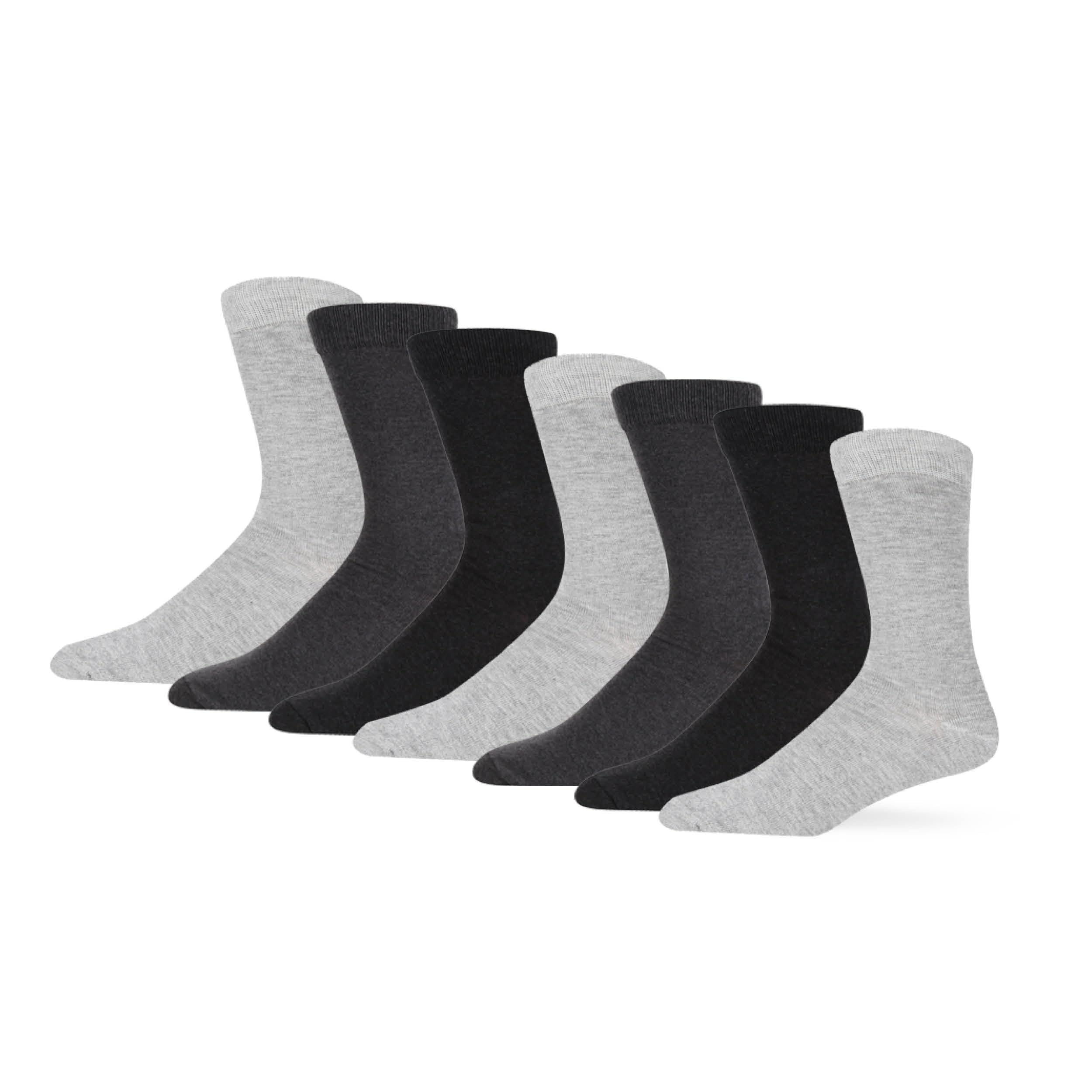 BARGAIN BUNDLE Bamboo Crew Socks for Men - Size 7-11 - Multipack, 7 Pairs (Grey)