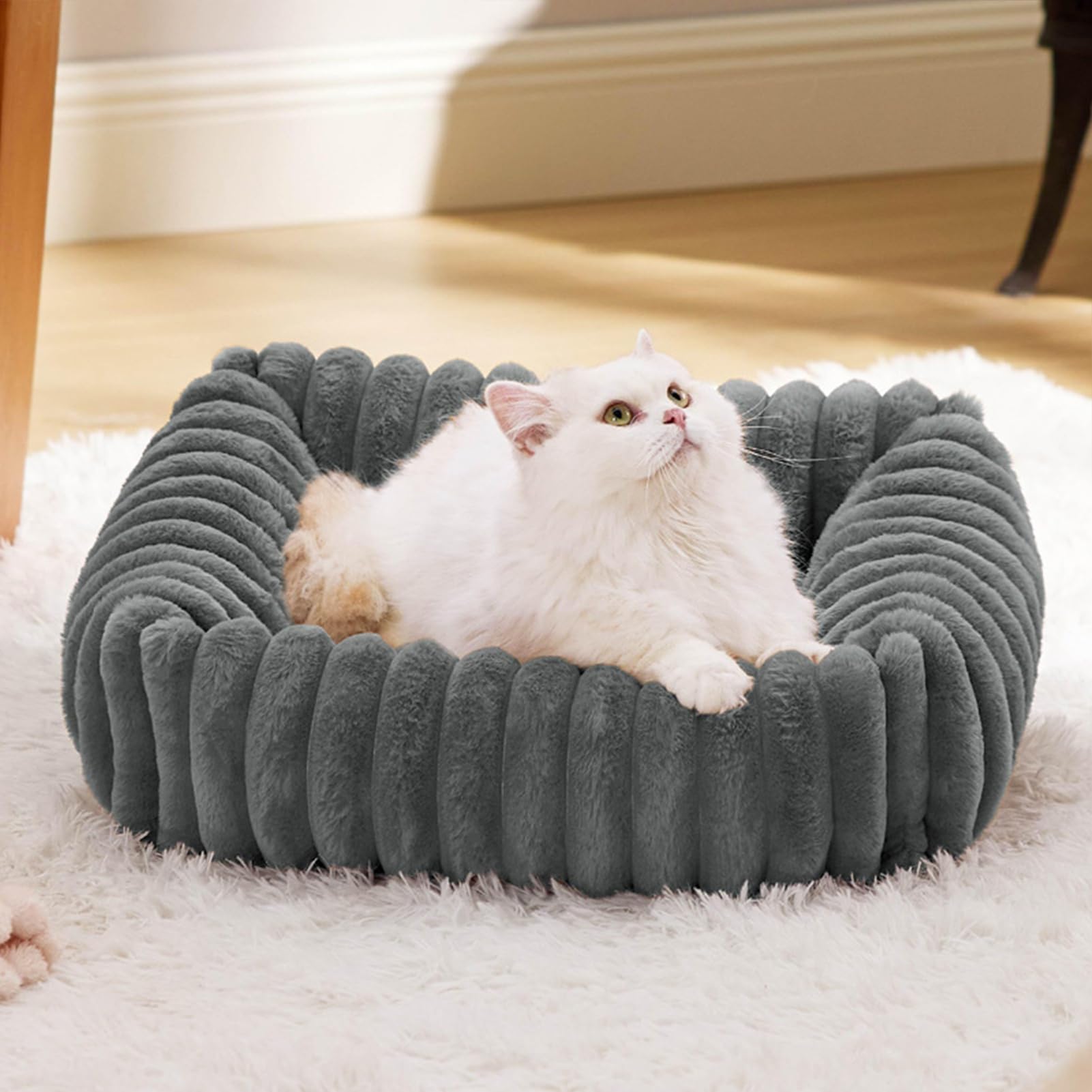 Colchoneta Cama Gatos Cálida Confortable Almohadilla de Felpa y Cojín para | Suave Cálida Cama para Cachorros Hogar, Apartamento, Balcón, Viaje, Exterior E