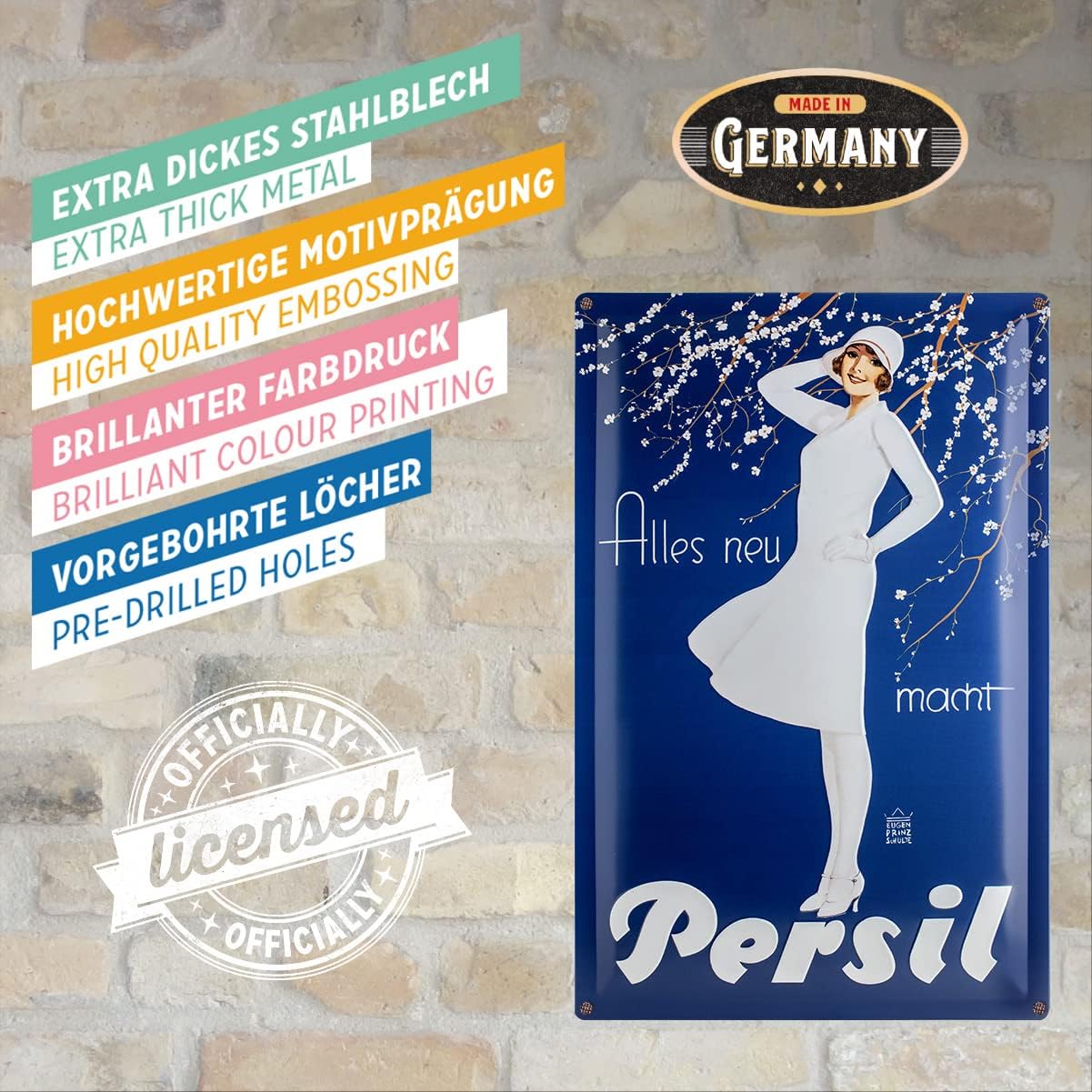 Nostalgic-Art Retro Blechschild - Persil - Weiße Dame Blau, Vintage Geschenk-Idee für Retro-Fans, zur Dekoration, 40 x 60 cm