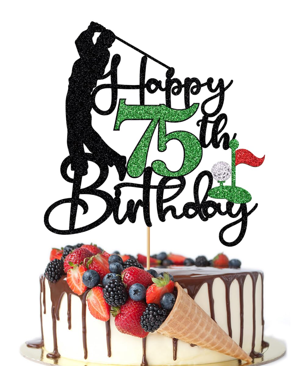 Crseniny Golf Happy 75th Birthday Cake Topper, Golfer/Sports Themed Birthday or Retirement Cake Decorations,Golf Seventy-five 75 Years Old Ball Player 1951 Sport Themed Bday Party Supplies