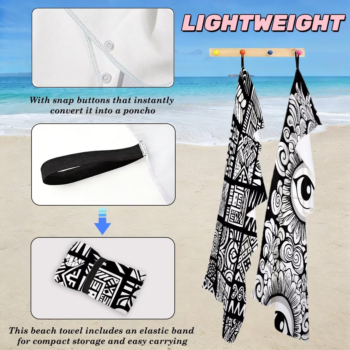 Toalla Playa 80x160 cm, Toalla Gimnasio Microfibra Secado Rapido, Juego de 2 Antiarena Toallas de Playa, Ligera Compacta Toallas Microfibra Grande para Viaje, Regalo Hombre Mujer (Marruecos) -4895