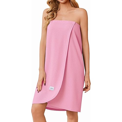Ekouaer Waffle Robes For Women Bath Wrap Lightweight Shower Wrap 2026 Knee Length Spa Robe with Adjustable Closure S-XL