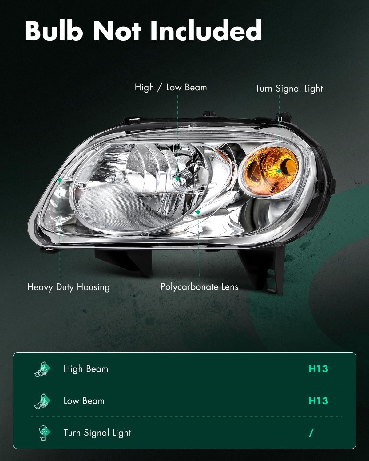 SCITOO Headlights for 2006 2007 2008 2009 2010 2011 for Chevrolet HHR Pair Headlight Assembly Chrome Housing Amber Reflector GM2502262