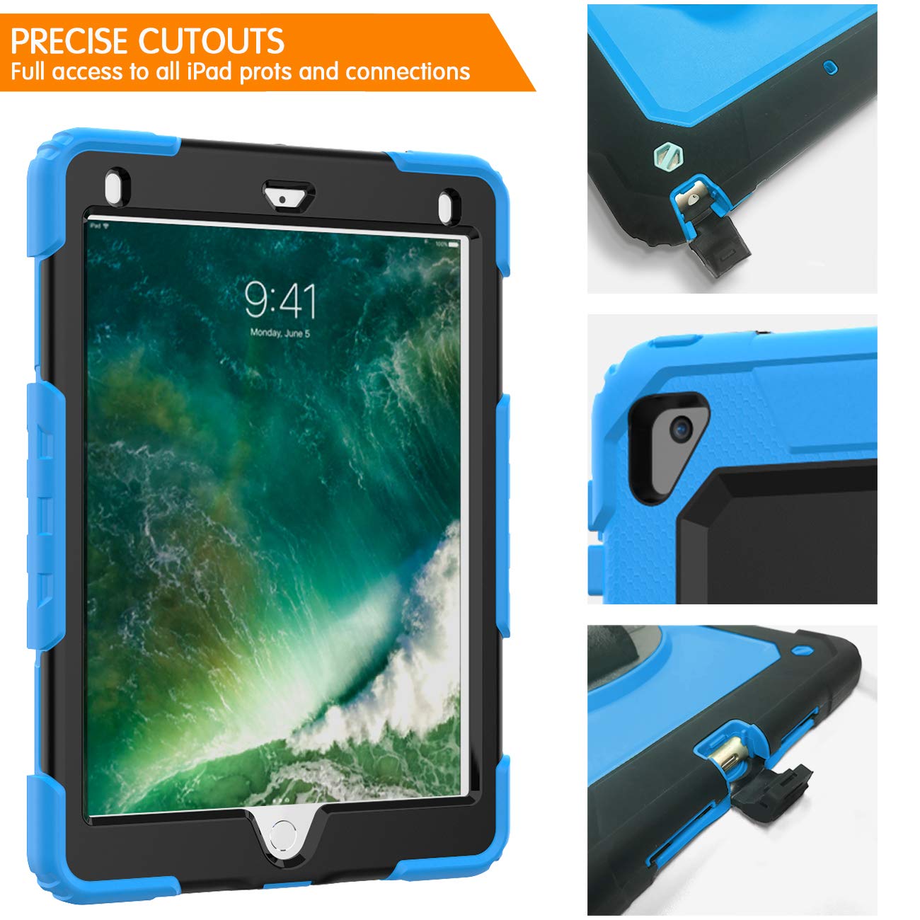 Custodia Fintie Antiurto Per IPad 6ª/5ª Gen E IPad Air 2 (9,7 Pollici) - Cover Con Cavalletto, Protezione Integrale