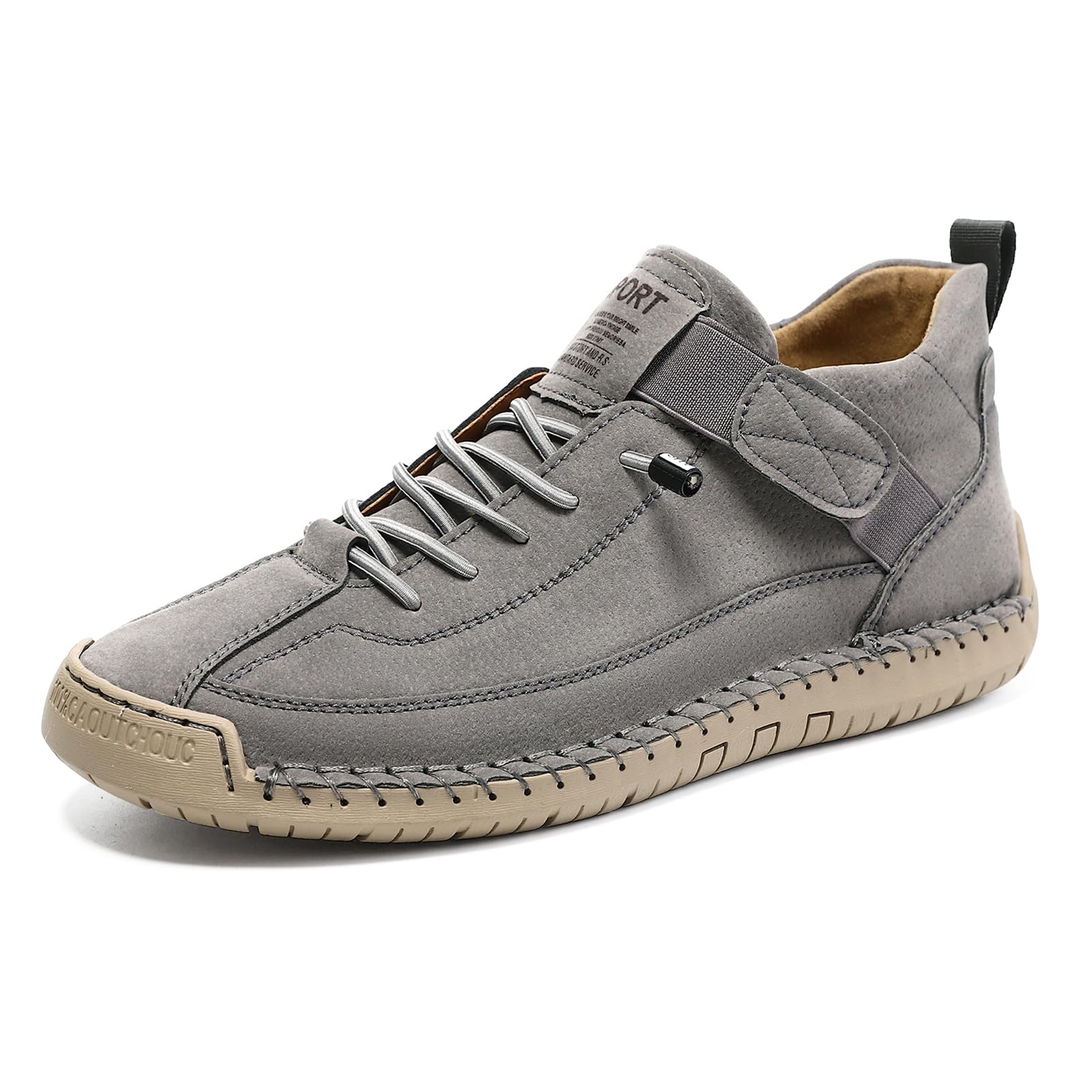 Womens Hand Stitching Chukka Ankle Boots Casual Elastic Lace Up Slip-On Walking Shoes Retro Suede Lightweight Outdoor Sports