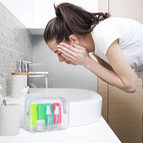 Miniatura 7 de PACKISM TSA Approved Toiletry Bag with Bottles - Travel Essentials 8 Pack Leakproof 3.4oz Silicone Travel Bottles for Toiletries, Shampoo