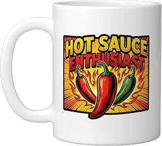 Hot Sauce Enthusiast Spicy Food Chili Ceramic Mug, White, 11oz