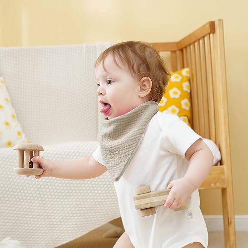 Miniatura 8 de Baberos de muselina para bebé, baberos de bandana para babeo para bebés niñas y niños, recién nacidos, niños pequeños, babeo y dentición Azul