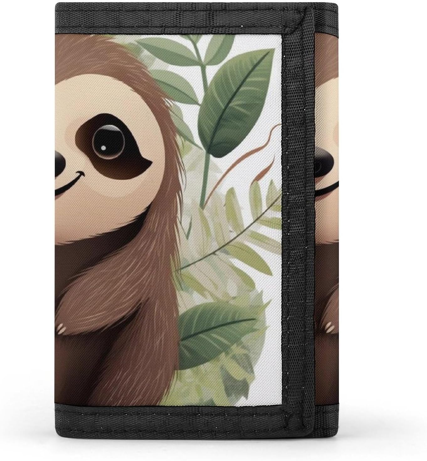 Trifold Canvas Wallet with Keychain, Modern Fashion Credit Card Holder Wallet for Men Women, Cute Cartoon Sloth Slim Wallets W/Zipper Coin Pocket, Novelty Birthday Gift