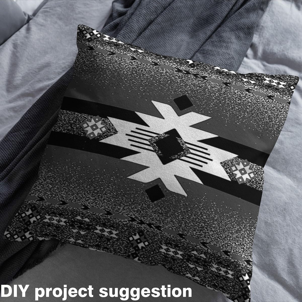 Boho Style Aztec Fabric by The Yard,Tribal Ethnic Upholstery Fabric,Ombre Sequins Print Decorative Furnishing Fabrics,Dark Gray Crafts & Sewing Supplies DIY Fabrics,3 Yards,108" L x 59" W