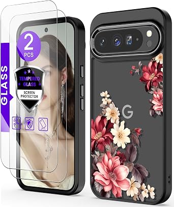 Crystal Clear Flower Pattern Case for Google 10 Pro XL-Black