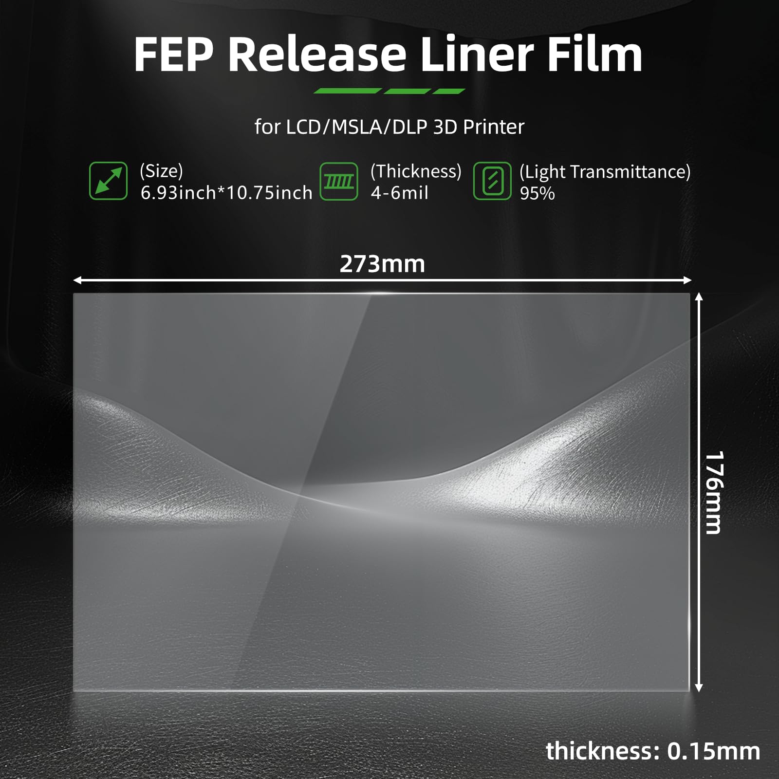 5 szt. folii Saturn 4 Ultra FEP Release Liner 273x176x0,15mm, 5 szt. 95% przepuszczalności światła FEP kompatybilna z Elegoo Saturn 2/3/4/4 Ultra/4 Ultra 16K LCD MSLA DLP żywica drukarki 3D
