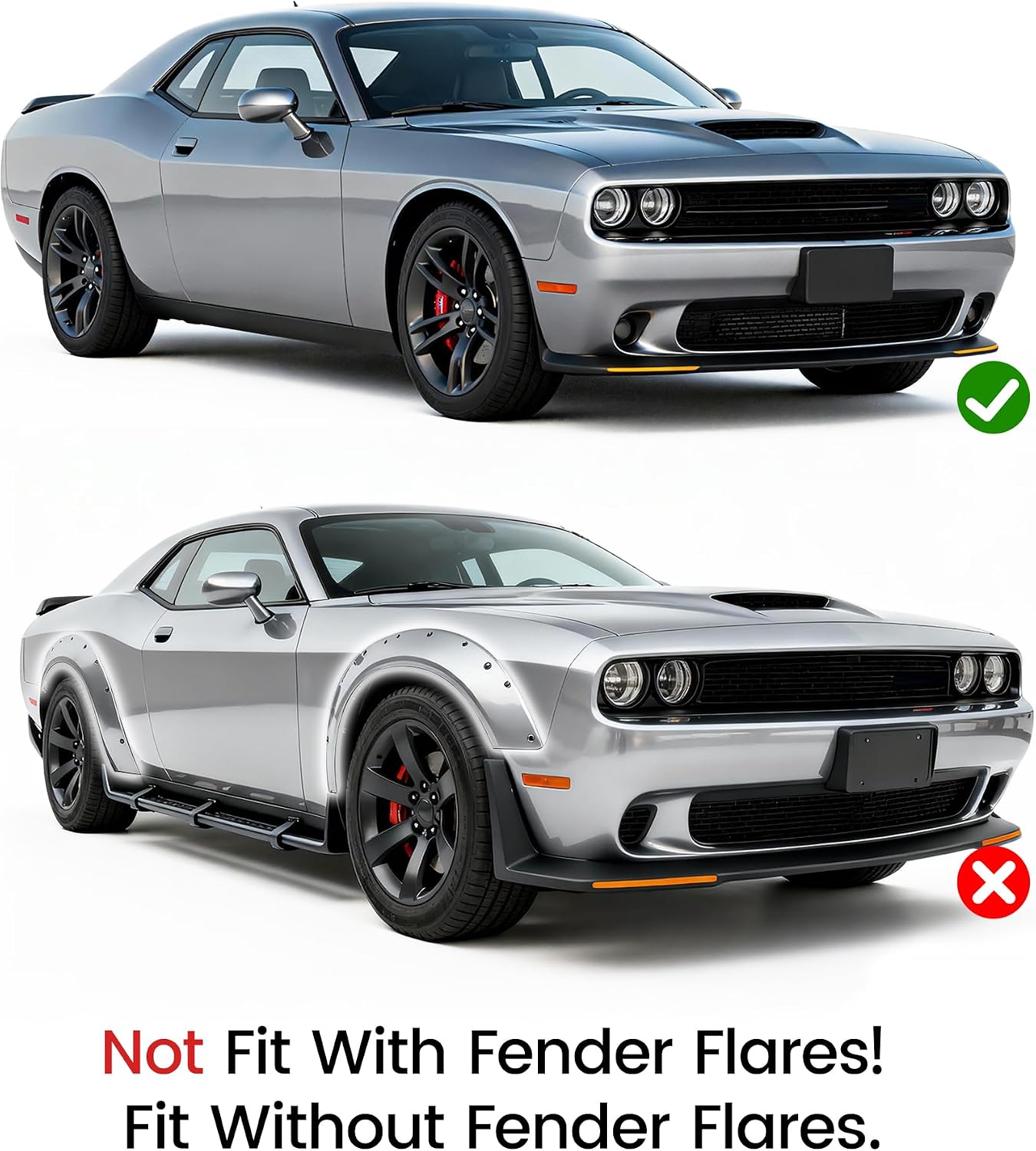 HECASA Heavy Duty Mud Flaps Guards Compatible with 2015-2023 Dodge Challenger Replacement for 82214141 82214142 Black Mud Guards Splash Molded Front & Rear 4Pcs