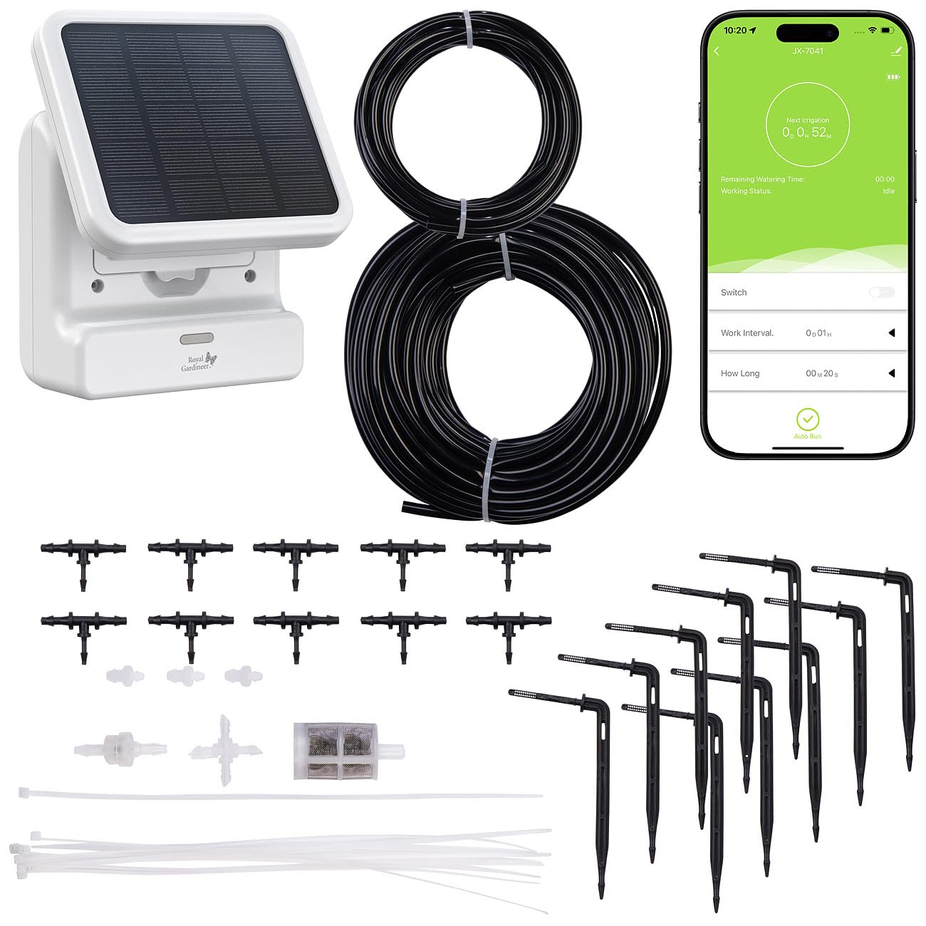 Royal Gardineer Wasserpumpe für Pflanzen: 2er-Set Smartes WLAN-Solar-Bewässerungssystem, Pumpe, 30 l/Std., App (Gartenbewässerungssysteme, Topfpflanzen Bewässerungsysteme)