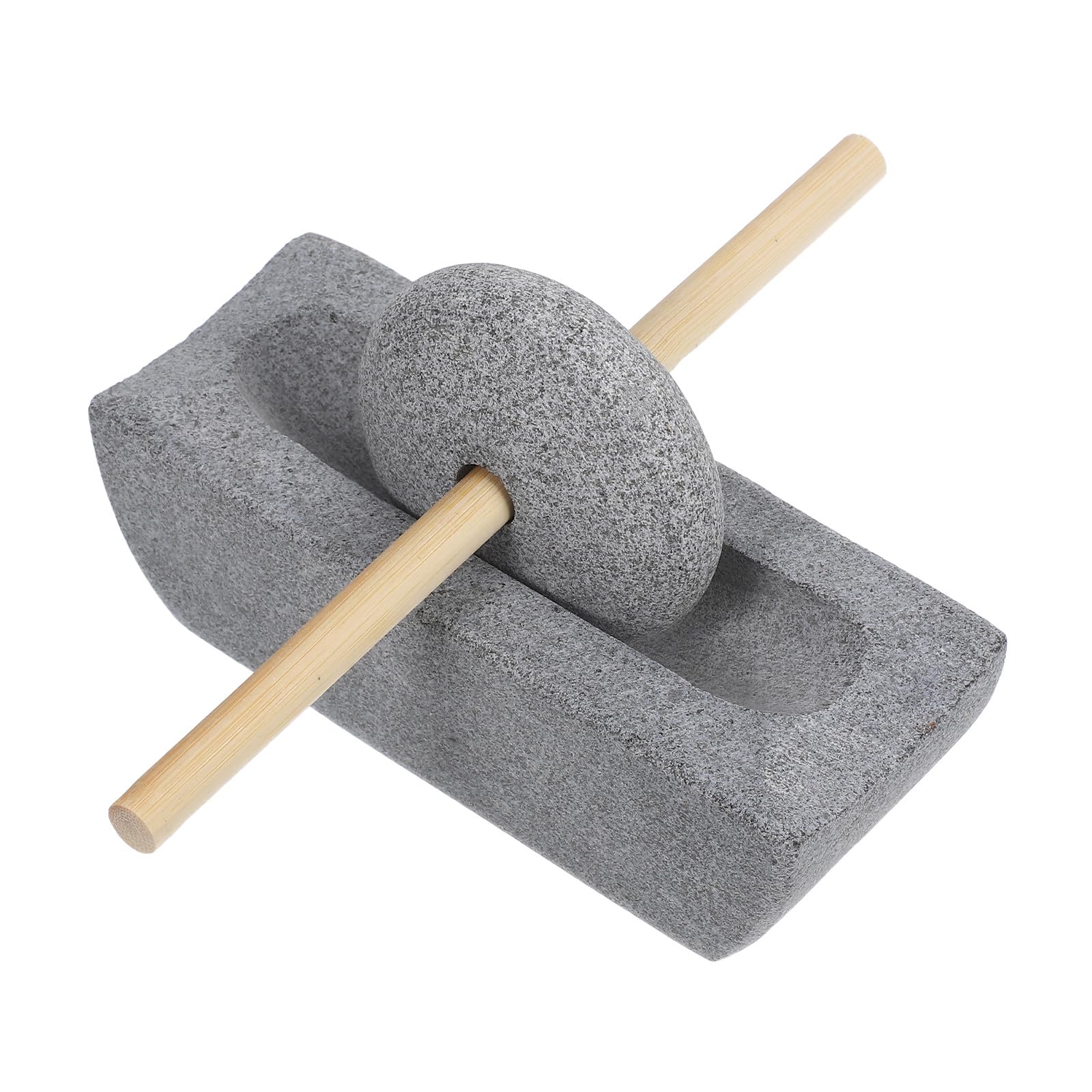 Toyvian Mulino Manuale Pestello Rullo Autentico per Cucina in Pietra e Legno per Spezie e Medicina, per Uso Domestico e Tradizionale
