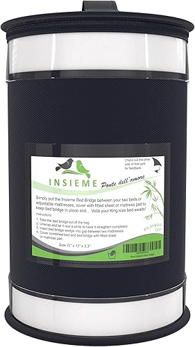 Miniatura 9 de Insieme 12 x 77 pulgadas Puente de cama Twin a King - Relleno de huecos para cama dividida King - Tela hipoalergénica - Blanco, delgado y sin