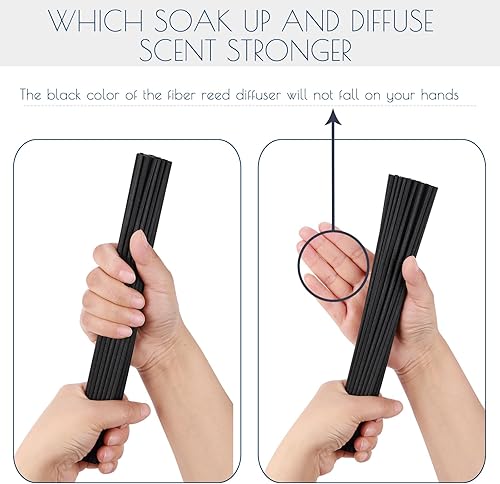 Miniatura 4 de HOSSIAN 50 varillas difusoras de varillas  Difusor de varillas de fibra negra de 10 pulgadas  Difusor de varillas negras  Recambio de difusor de