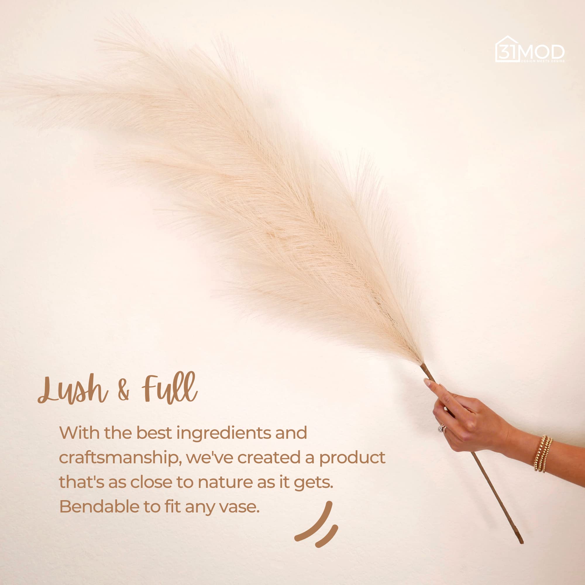 31Mod Faux Pampas Grass with 4 Large Artificial Pampas Grass Stems — 43