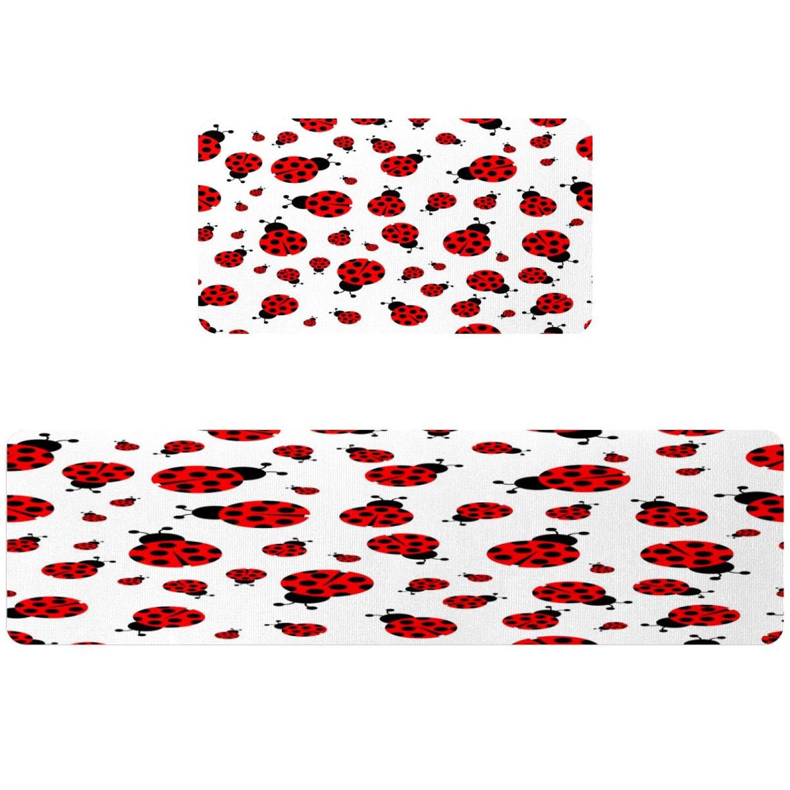 Alfombra para cocina y pasillo VAPOKF con estampado decorativo de mariquita