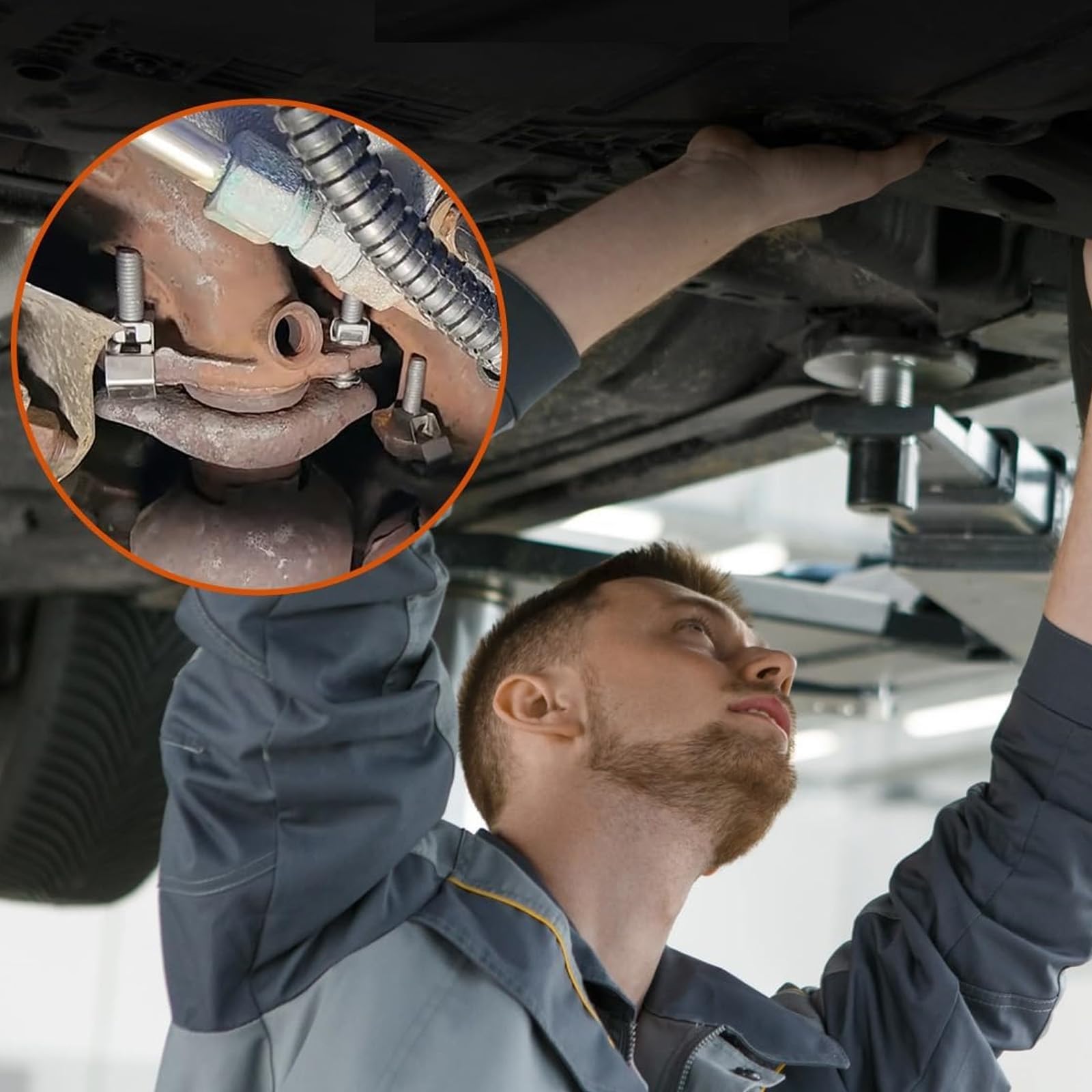Premium hitzebeständiges Krümmerbefestigungs-Kits 6036684AA Schwerlastlager U-Mutterschrauben-Set für Auto 1500 starke Festigkeit Stahl Krümmer Set