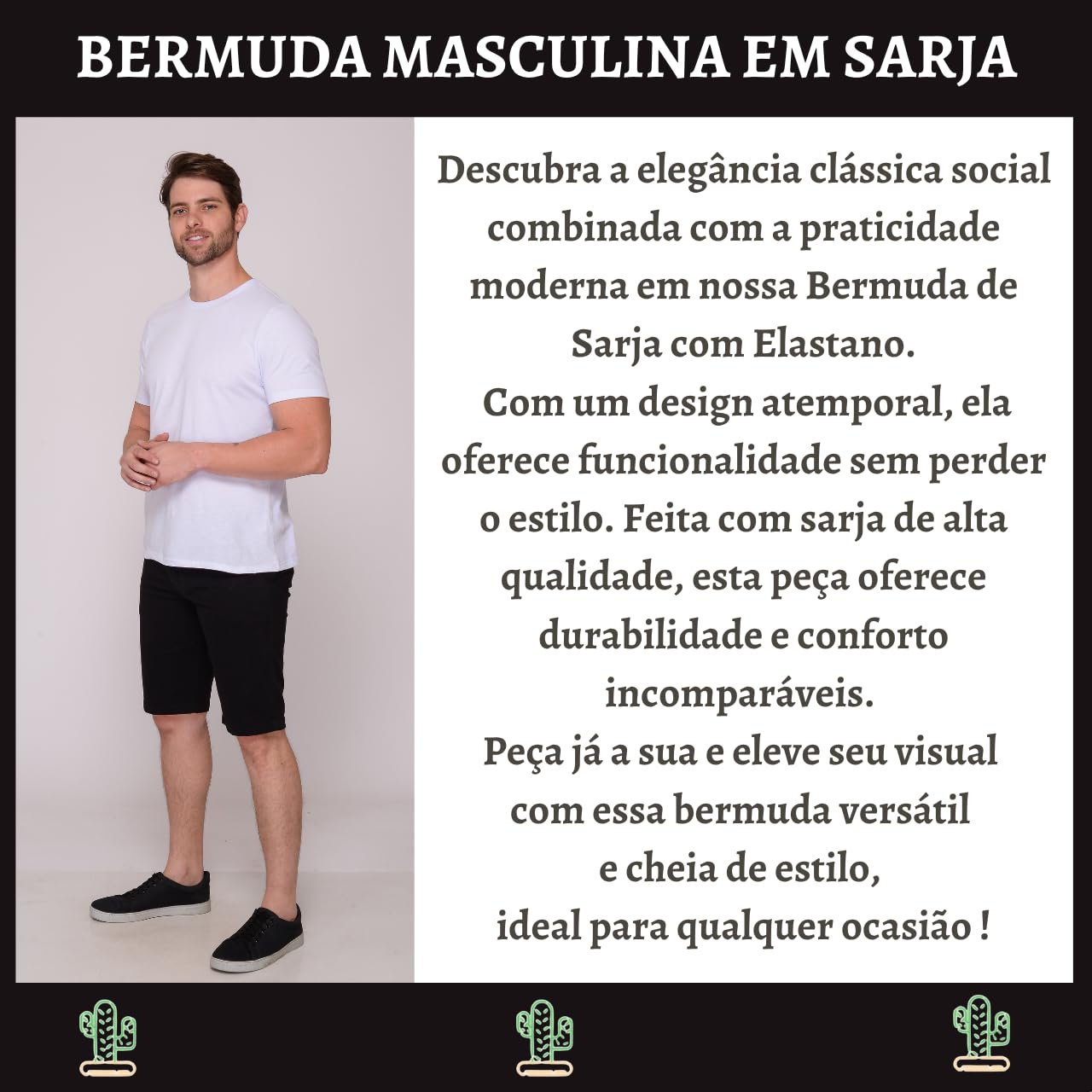 Bermuda Social Masculina Sarja Elastano Bolso Social Embutido Casual Esporte Fino em promoção! Veja a oferta e mais achadinhos de Shorts & Bermudas 9 Hoje é o melhor dia para comprar Bermuda Social Masculina Sarja Elastano Bolso Social Embutido Casual Esporte Fino com aquele preço maroto! Promoção! Aproveite a oferta! 9