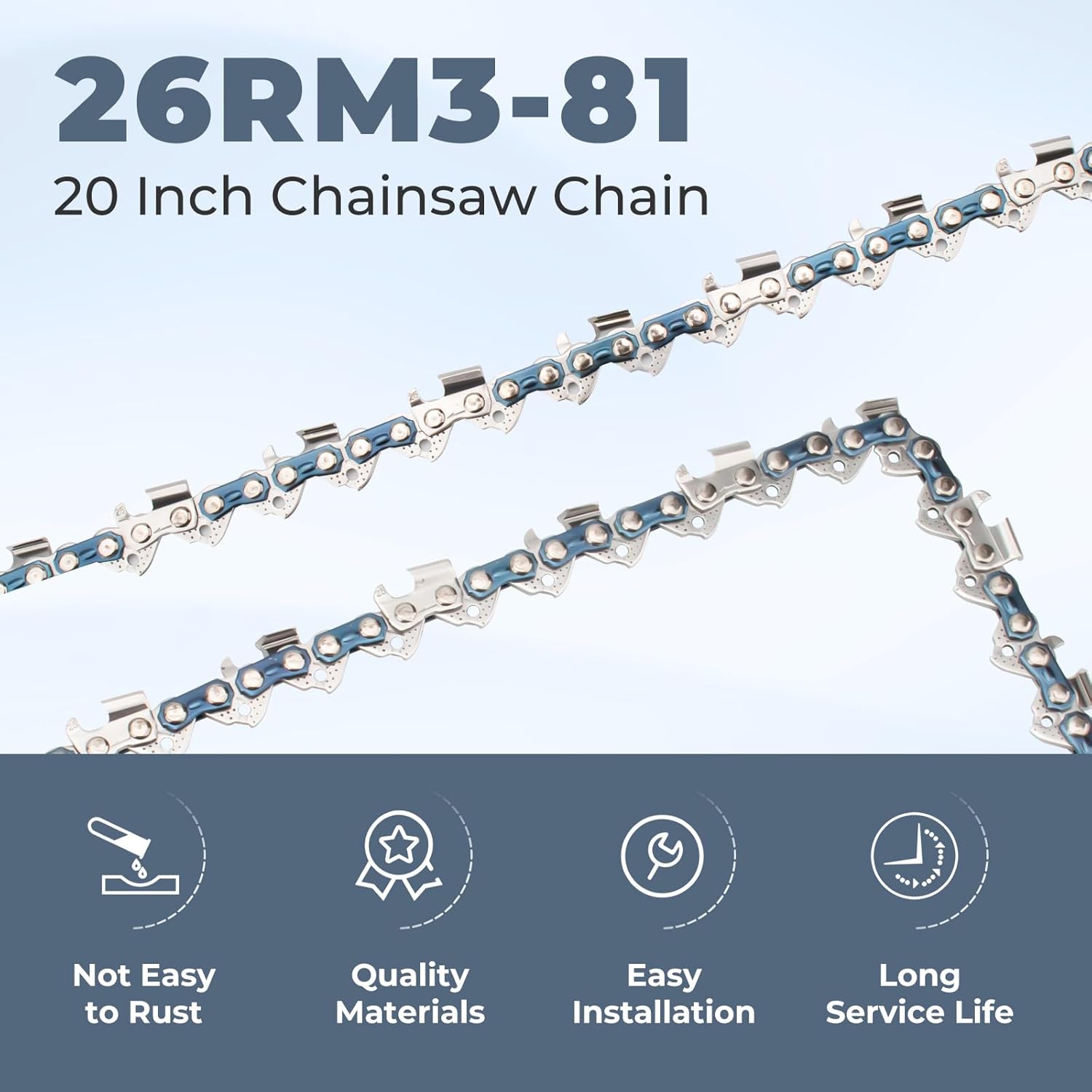 26RM3-81 20" Chainsaw Chain Replacement for Stihl MS260,MS261,MS270,MS280,MS290,MS291 Chainsaw,3639 005 0081 Chain Saw Blade 81 Drive Links 0.063" Gauge 0.325" LP Pitch (3 Pack)