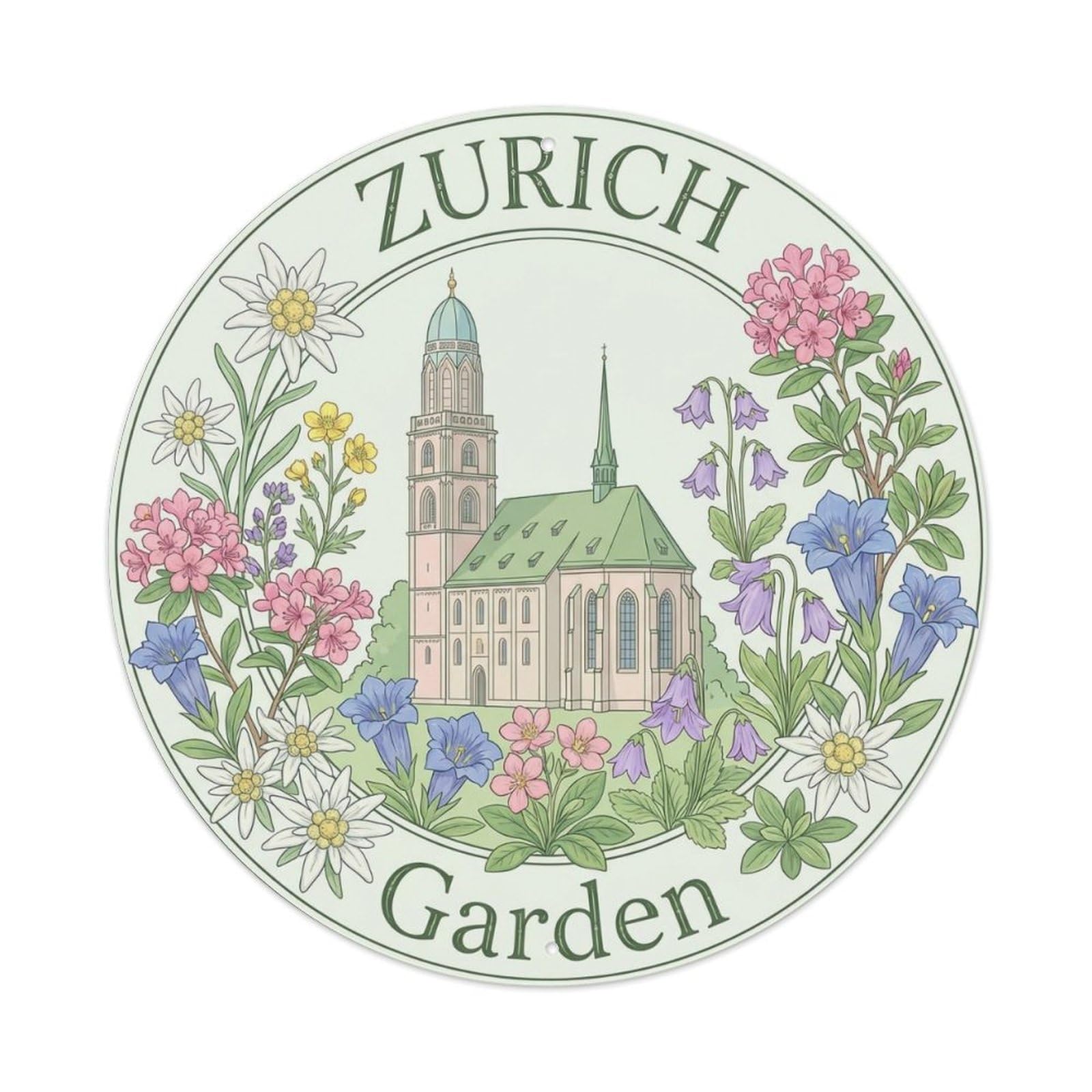 Vintage Travel Zurich Switzerland Nature Metal Tin Sign