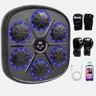Music Boxing Machine,Smart Bluetooth Boxing Machine with Boxing Gloves Wall Mounted, Boxing Workout Punching Equipment for Adults Kids,Fun Fitness Equipment 9 Modes & 9 Speeds