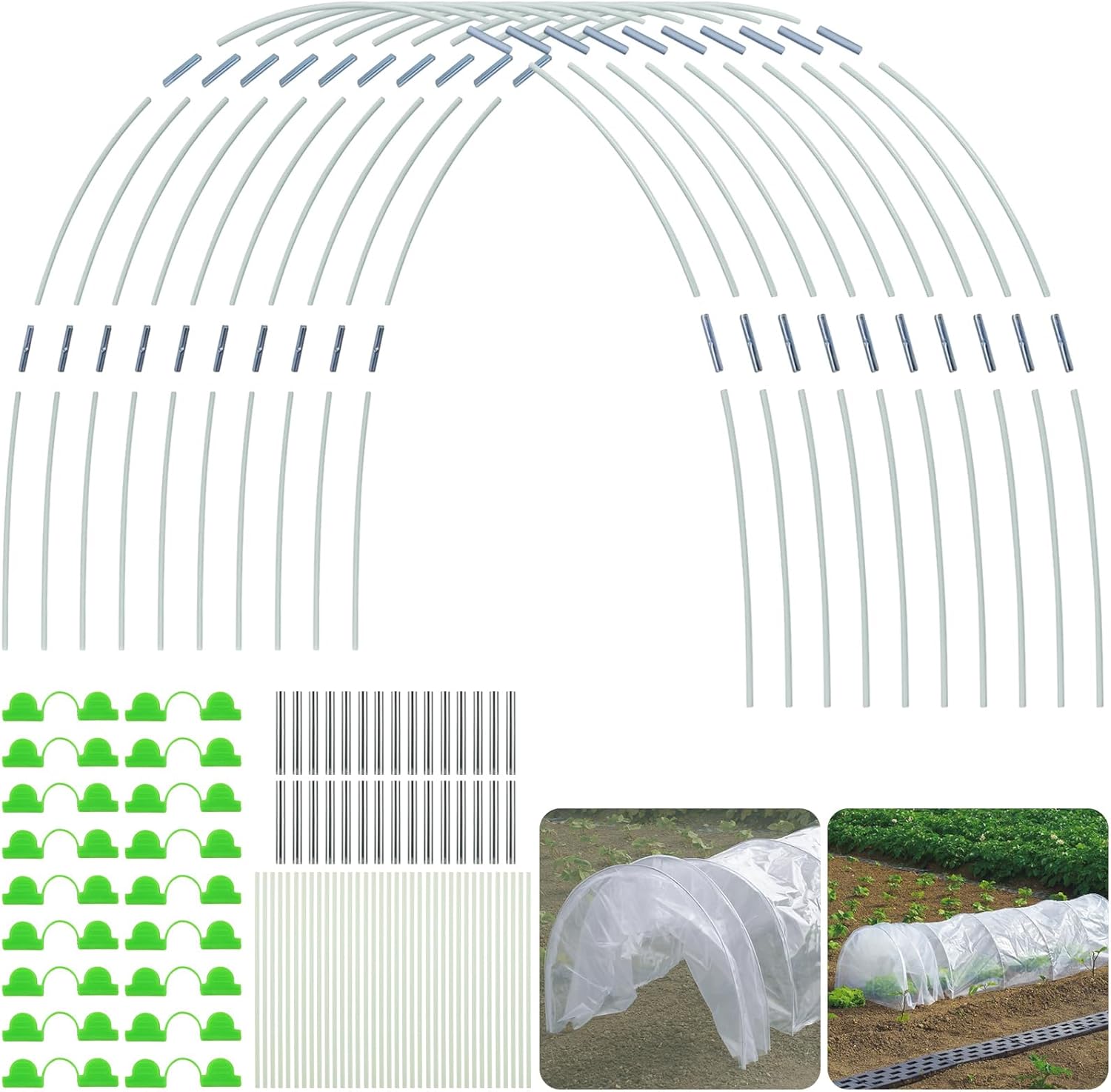 MUXHEL 72PCS Garden Greenhouse Hoops, Flexible Garden Cloche Hoops Greenhouse Hoops for Raised