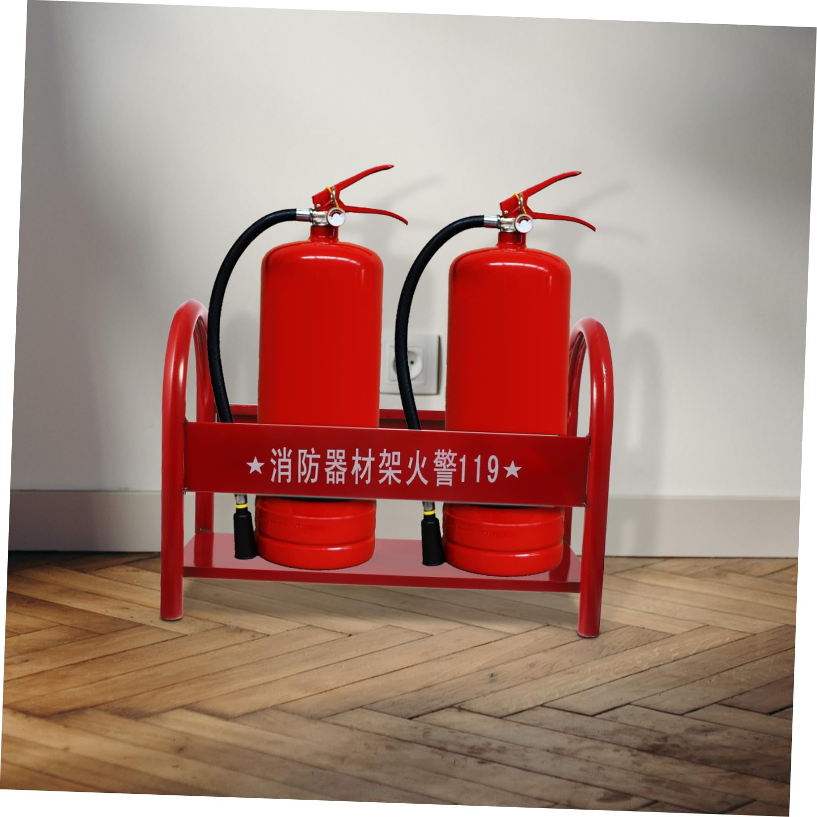 Soporte para Extintor de Incendios Rojo de Hierro 2-4kg | Estructura Simple y Resistente, para Escuela y Centro Comercial, Acabado Cuidado Estilo Aleatorio