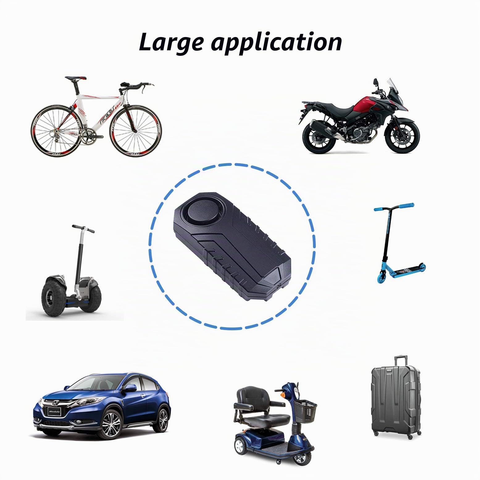 Mengshen Alarme de vélo 113 dB étanche sans fil avec télécommande, anti-vol, détecteur de mouvement de sécurité vélo (4 capteurs avec 2 télécommandes)