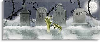 Stupell Industries Zombie Emerging Graveyard Foggy Full Moon Night,Design by Grace Popp
