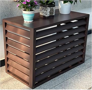 Outdoor Unit Mini Split Aluminum Air Conditioner Cover,Mini Split Condenser Cover,ac Unit Fence Fencing To Hide Air Conditioner Fence,air Conditioner Cage,Suitable For Indoor And OutdoorBrown,110*60*