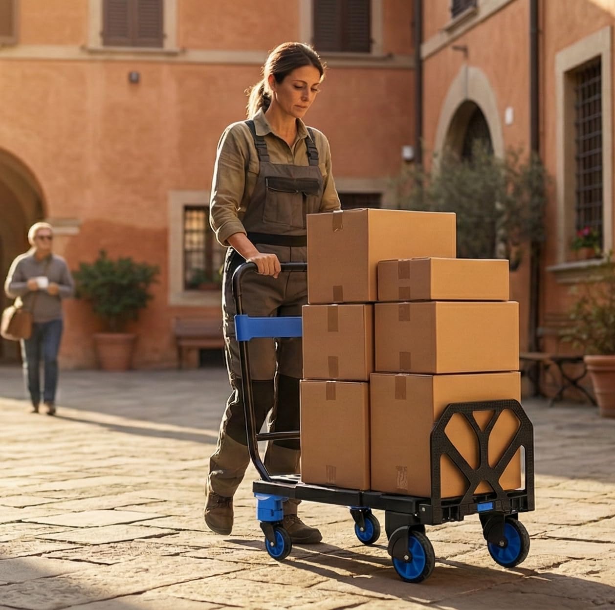 KATSU Tools Carretilla plegable 2 en 1, capacidad de 150 kg/80 kg, mango retráctil, carro de mano multifunción, carrito de plataforma, carretilla de saco, para mover artículos