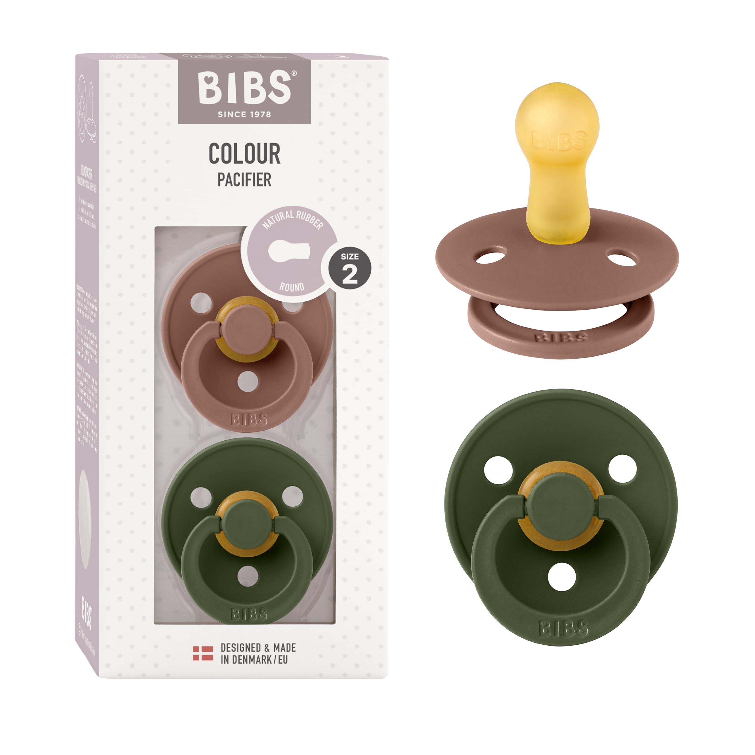 BIBS Colour Paquete de 2 chupetes. Libre de BPA, Tetina redonda. Látex natural, Talla 1 (0-6 meses), Baby Blue/Baby Blue — view 28