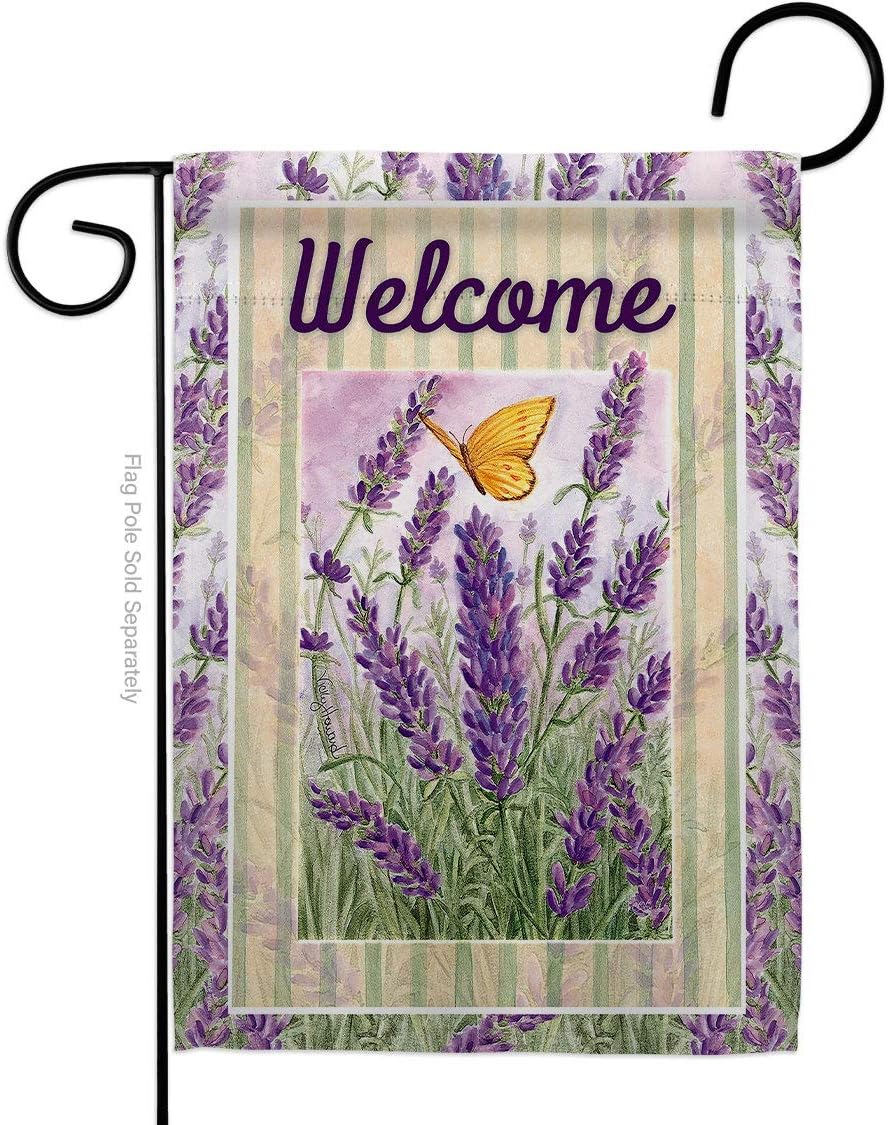 Breeze Decor Lavender Garden Flag Set Wall Holder Floral Sunflower Tulip Rose Orchid Lilies Season Springtime Flower Wreath Small Decorative Gift Yard House Banner Double-Sided Made in USA 13 X 18.5